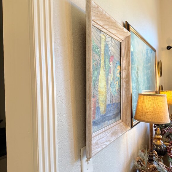 OOAK Vintage Large Chicken Oil Painting Signed by Artist - Picture 10 of 15